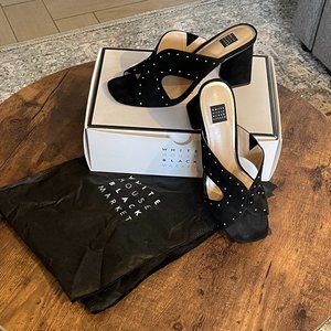 WHBM  Suede Studded Slide, NWT, Size 9